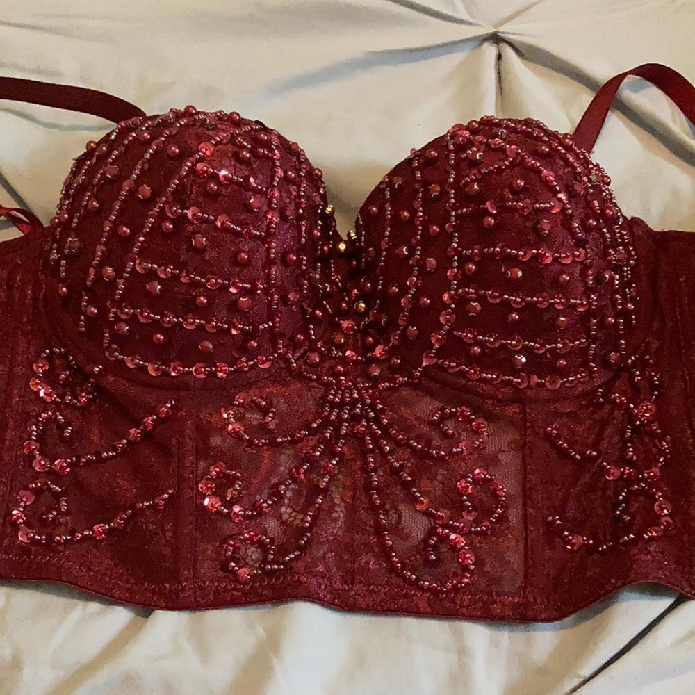 Windsor Wine Red Beaded Bustier
